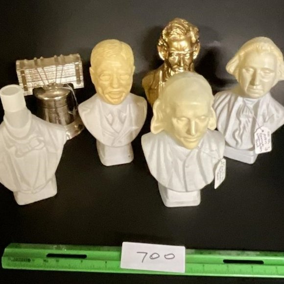 6 President Avon Vintage Perfume Bottle Decanter Franklin, Lincoln Washington - Picture 1 of 2